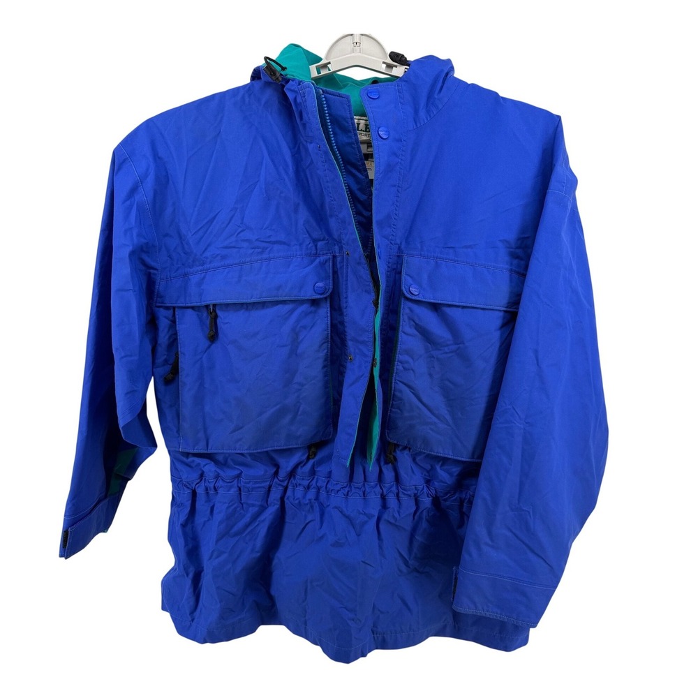 Vintage LL Bean Gore-Tex Utility 1/2 Zip Parka Jacket Blue Teal‎ XL Made in USA